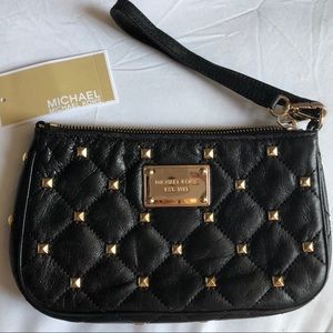 Michael Kors Quilted Leather Gold Studded Wristlet